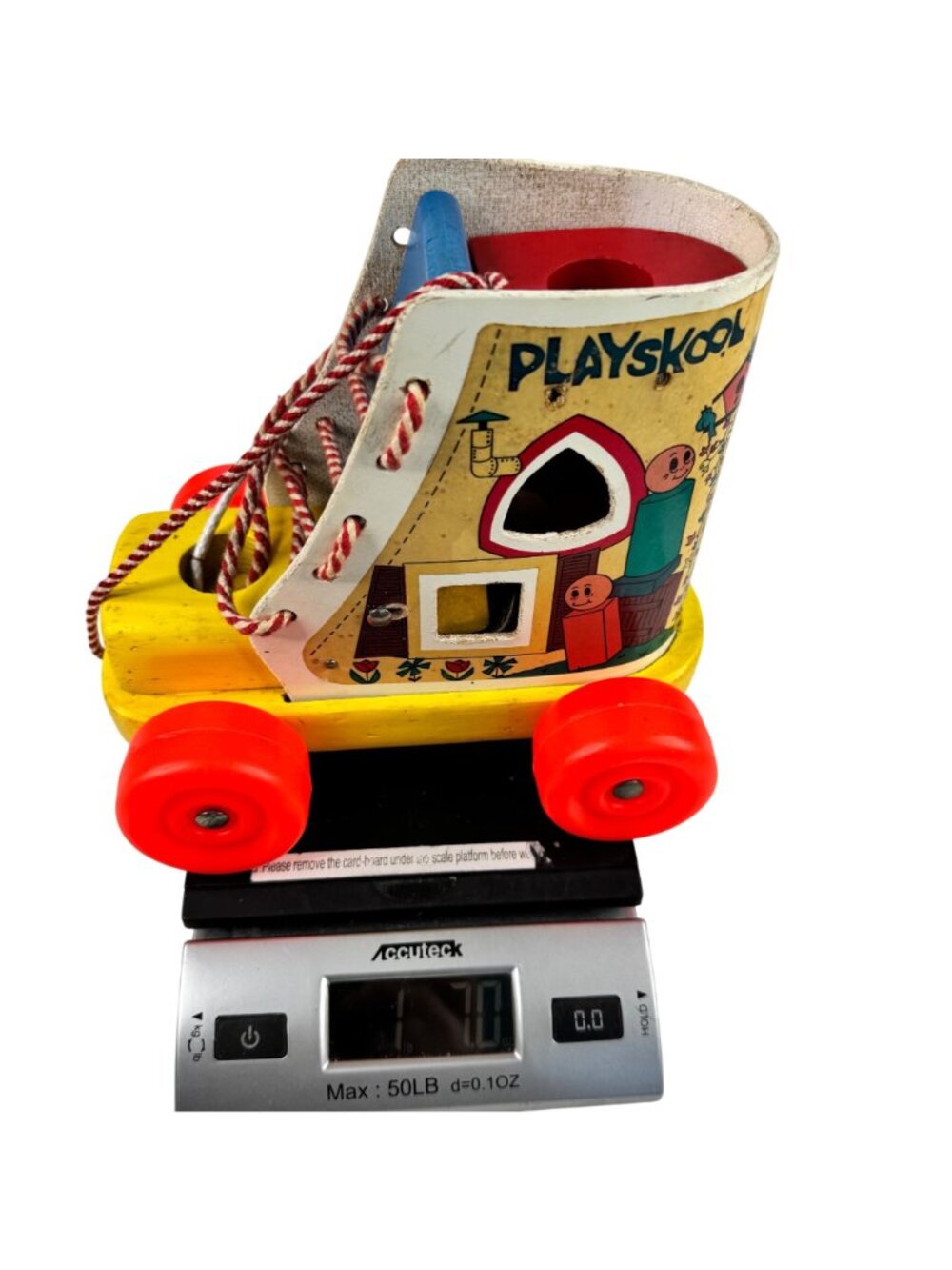 Playskool Wooden Pull Along Toy Shoe Lace Up People Figures 1970s Vtg Toddler - Picture 13 of 13